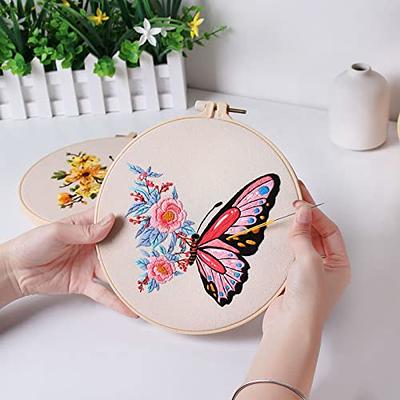 DIY Embroidery Kit for Beginners Flower Pattern Cross Stitch Needlework+Hoop