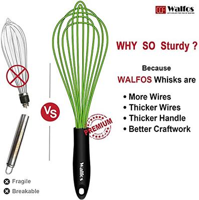 Walfos 8.5 Red Silicone Whisk Stainless Steel Wire Whisk Heat