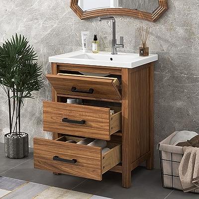 Aiuyesuo 24'' Bathroom Vanity with Ceramic Basin Sink, Modern Bathroom  Storage Cabinet with 3 Drawers, Freestanding Bathroom Vanity Cabinet with  Single Sink - Yahoo Shopping