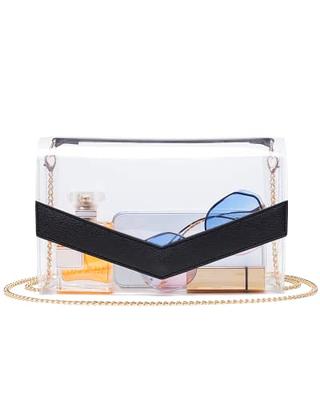 KKXIU Clear Crossbody Bag for Women Stadium Approved Vegan Leather Concert Shoulder Sports See-Through Purse