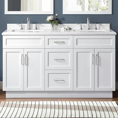 Home Decorators Collection Melpark 36 in. W x 22 in. D x 34 in. H Single  Sink Bath Vanity in Dove Gray with White Engineered Marble Top Melpark 36G  - The Home Depot