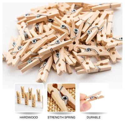 Clothes Pins Mini Clothespins Pink - 100 PCS Wooden Small Clothespins for  Pictures with Jute Twine Tiny Photo Paper Clip, Ideal for Baby Shower