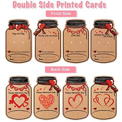  Giiffu 50 Pack Valentines Cards for Kids, Mason Jar