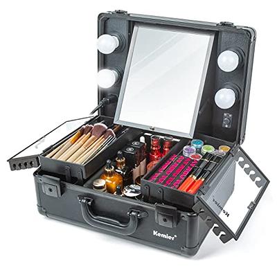 Large Capacity Professional Makeup Box With Mirror, 2 Tier