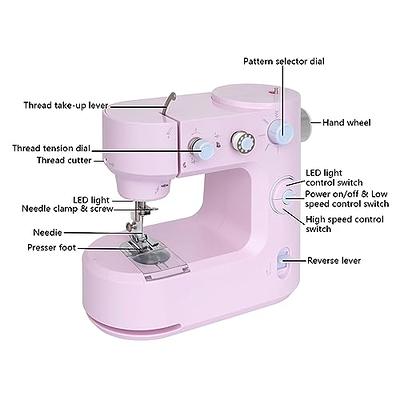 Mini Sewing Machine for Beginners, Adults and Kids, Sewing Machines with  Reverse Sewing and 12 Built-in Stitches, Portable Sewing Machine