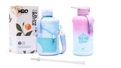 H2O Capsule Inspo Half Gallon Water Bottle with Time Marker and Straw Motivational Hydration Tracker Jug Big BPA-Free Food-Safe Leakproof Drinking