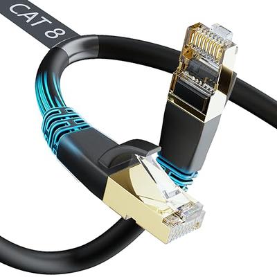 Cat 7 Ethernet Cable 2-Pack 2 FT, Cat7 Flat High Speed 10Gbps 600MHz  Shielded Internet Network Patch Black Cord, Ultra Slim RJ45 LAN Cable, for  PS5