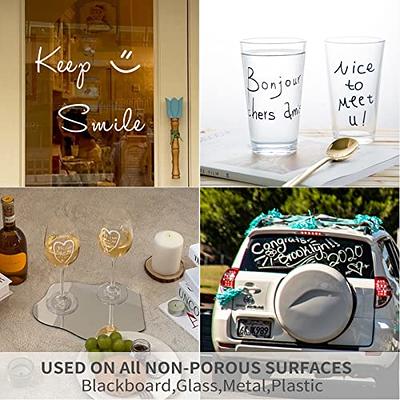 Window Markers for Glass Washable Car Window Paint Pen- Dry Erase Liquid  Chalk Marker Car Decorations on All Surfaces, Tire, Windshield - Auto  Marker