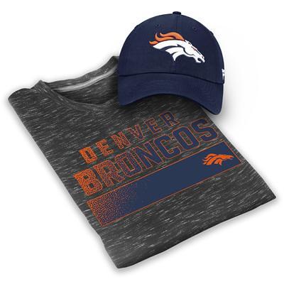 Men's Nike Heathered Charcoal/Navy Denver Broncos Tri-Blend Raglan Athletic  Long Sleeve Fashion T-Shirt