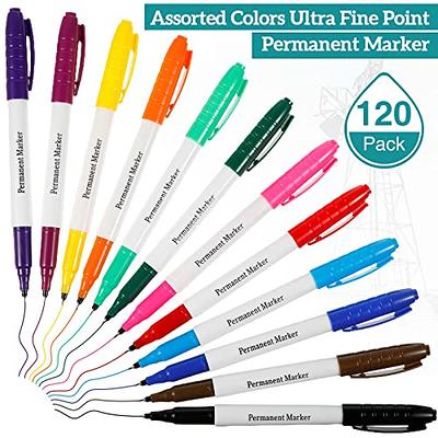 Crtiin 120 Pcs Ultra Fine Permanent Marker Bulk Ultra Fine Point Permanents  Marker Set Fine Tip Pens Fine Point Marker Pens Works on Plastic, Wood,  Stone, Metal and Glass(Multicolor) - Yahoo Shopping