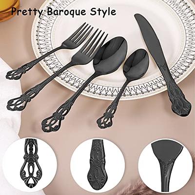 Black Silverware Set for 8, 40 Pieces Stainless Steel Flatware Cutlery Set, Mirror Polished Tableware Kitchen Utensil Set, Include Knives Spoons