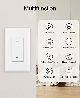 Smart Switch with App & Remote Control, Alexa Light Switch Single-Pole,  2.4GHz Wi-Fi Timer Wall Switch Compatible with Alexa Google Home, Smart  Home