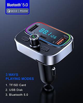 Car Kit Bluetooth 5.0 Wireless FM Transmitter Adapter 2USB PD Charger  Hands-Free