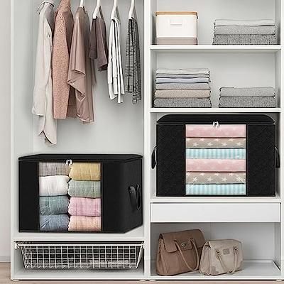 HomeHacks Storage 3-Pack Clothes Organizer Storage Bags Foldable Storage  Box with Large Clear Window Sturdy Handles for Closet, Dorm, Pillows