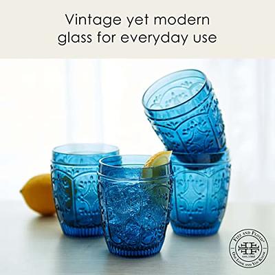 Fitz and Floyd Wildflower 12-oz Double Old Fashioned Glasses 4-Piece Set - Blue