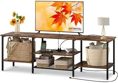  Simoretus TV Stand with Power Outlet and Fabric Drawers  Entertainment Center for TV up to 45 inch Industrial Open Storage Shelf  Media Console Dresser for Living Room Bedroom : Home 