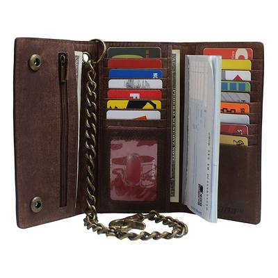 Chain Wallets for Men RFID Blocking Vintage Leather Bifold Wallet Sturdy  Chain
