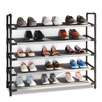 WEXCISE Portable Shoe Rack Organizer with Door, 96 Pairs Shoe Storage  Cabinet Easy Assembly, Plastic Adjustable Shoe Storage Organizer Stackable