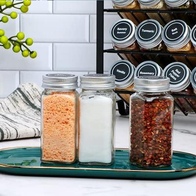 360 Rotating Spice Jar Glass Bottle Pepper Sugar Salt Sealed Container  Seasoning Box with Storage Rack Kitchen Accessories