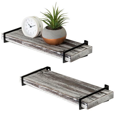 16.9 in. W x 5.8 in. D Dark Brown Wood Floating Shelves with Sturdy Metal  Frame Decorative Wall Shelf PUCF79 - The Home Depot