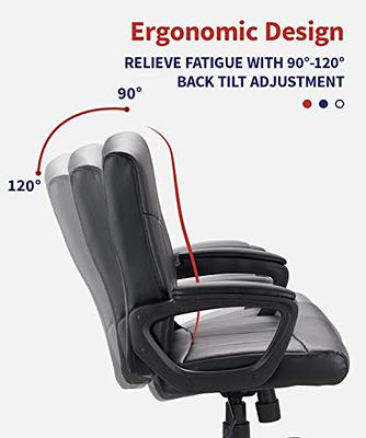 Furmax Leather High Back Office Chair Ergonomic Executive Office Chair  Swivel Computer Desk Chair Lumbar Support Soft Cushioned Padded Arms (Black)