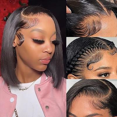 Bob Wig Human Hair 13x4 HD Lace Front Wigs 150 Density Glueless Pre Plucked  with Baby Hair Short Bob Wigs for Black Women (12 Inch Natural Color) 12  Inch Natural Color