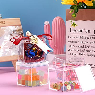 12 Pieces Clear Acrylic Plastic Square Cube Small Acrylic Box with Lid  Decorative Storage Boxes Jewelry Display Box Mini Clear Container for Home