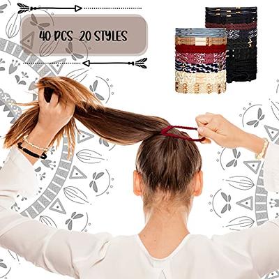 50PCS Black Hair Ties for Women, Cotton Seamless Hair Bands, Elastic  Ponytail Holders, No Damage for Thick Hair, 2 Inch in Diameter, by Nspring