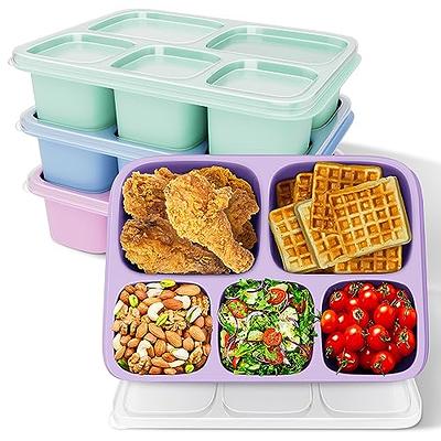 TeTeBak Bento Box - 6-Compartment Reusable Bento Lunch Box for School,  Work, and Travel, Food Prep Containers, Snack Containers for Kids, Portion  Control Bento Lunch Box for adult, Set of 2, Clear 