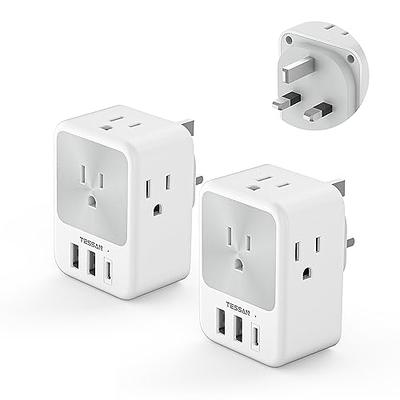 Universal Travel Adapter, TESSAN International Plug Adapter, 5.6A 3 USB C 2  USB A Ports, All-in-one Travel Charger Outlet Converter for Europe UK EU