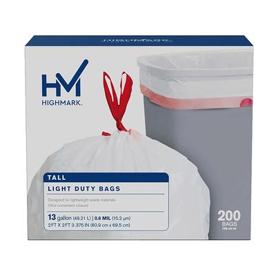 Highmark Tall 0.9 mil Drawstring Kitchen Trash Bags 13 Gallon 27.375 x 24  White Box Of 120 - Office Depot