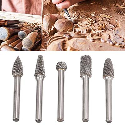 5PCS 1/4 Inch 6mm Shank Die Double Cut Carbide Rotary Burrs Set