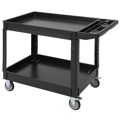 Large Utility Cart, Heavy Duty Cart Holds up to 500 lbs, 2-Shelf Rolling  Cart