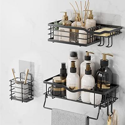 Kayfia Shower Caddy Basket Shelf with Soap Holder, 3 Pack Adhesive