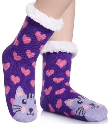 FNOVCO Women's Slipper Socks with Grippers Cozy Fuzzy Soft Thick