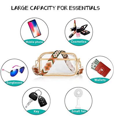 Oufegm Clear Crossbody Purse Bag for Women Stadium Approved Clear Handbag  with Guitar Strap for Concert Sports Events(Gold) - Yahoo Shopping