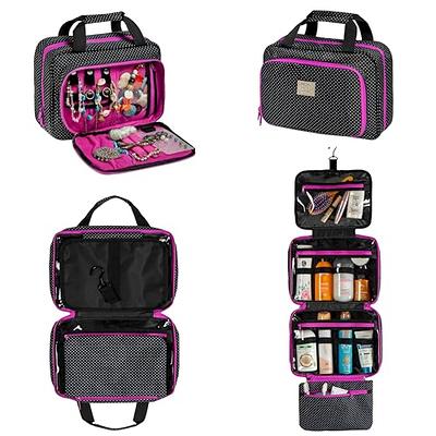 COOSKY Travel Hanging Toiletry Bag for Women, Holds Full-Size Shampoo, with  Jewelry Organizer Compartment, Extra Large Makeup Bag, Waterproof Cosmetic