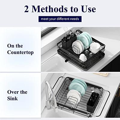 Sakugi Dish Drying Rack for Countertop - Rustproof Space-Saving &  Multipurpose 2-Tier Dish Rack for Kitchen Counter with Utensil Holder