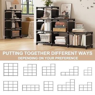 REIBII Bookshelf for Bedroom Book Shelf Organizer Bookcase Tall Book Case  18 Cube Storage Organizer Cube Shelf Grey Cubby Storage Organizer Shelves