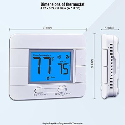 ELECTECK Non-Programmable Digital Thermostat for Home, up to 1 Heat/1 Cool  with Large LCD Display, Compatible with Single Stage Electrical and Gas/Oil