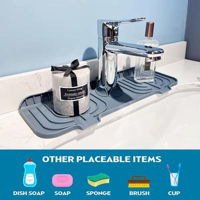 Kitchen Sink Splash Guard, Silicone Faucet Handle Drip Catcher Tray Pad, Washers Faucet Absorbent Mat, Sink Protectors for Kitchen Sink, Sink Mat for