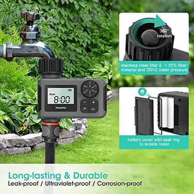 Digital Water Timer 2 Outlet, Rain Delay Watering, Sprinkler Timer, IP54  Waterproof Programmable Garden Hose Timers with Large LCD Display for  Garden