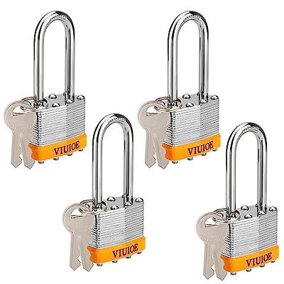 VIUIOE 4Pcs Keyed Alike Padlocks with Keys - Long Shackle Gym