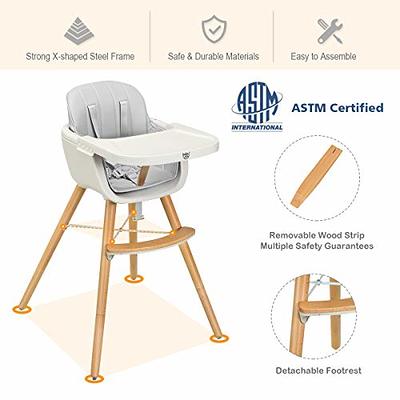 ADJUSTABLE 3IN1 BABY HIGH CHAIR WHITE HIGHCHAIR WITH SAFETY BELTS