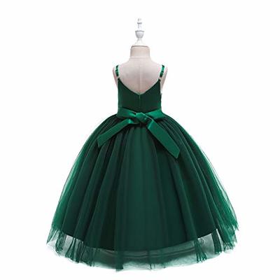 Emerald Green Lace Tulle Half Sleeve Formal Flower Girl Dress for Special  Occasion Bridesmaid Party Wedding Pageant Birthday Photoshoot 
