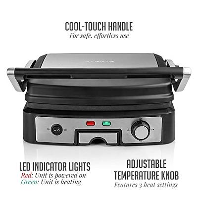 Chefman Panini Press Grill and Gourmet Sandwich Maker Non-Stick Coated  Plates, Opens 180 Degrees to Fit Any Type or Size of Food, Stainless Steel