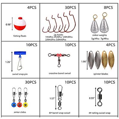 263Pcs Fishing Accessories Kit with Tackle Box,Fishing Tackle Kit Fishing  Gear Including Jig Hooks, Beads, Swivel Snap, Fishing Weights Sinkers