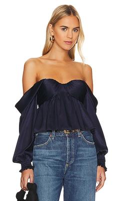 Michael Lauren Danton Rib Mesh Corset Top in Black