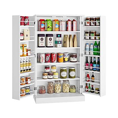 Basicwise Kitchen Pantry Storage Cabinet with Doors and Shelves White