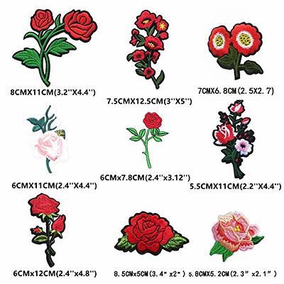  24 Pieces Iron on Flower Patches Sew on Embroidered Patch DIY  Applique for Jeans Jackets Bag Hat Clothing Shoes, 12 Colors